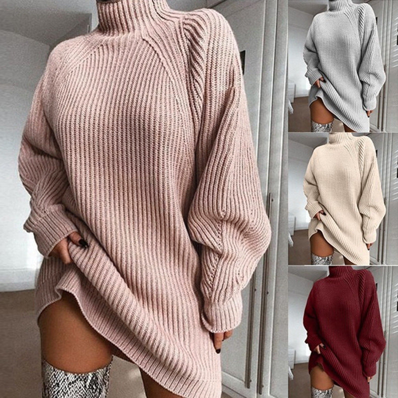 ROBE pull longue unie pour femme