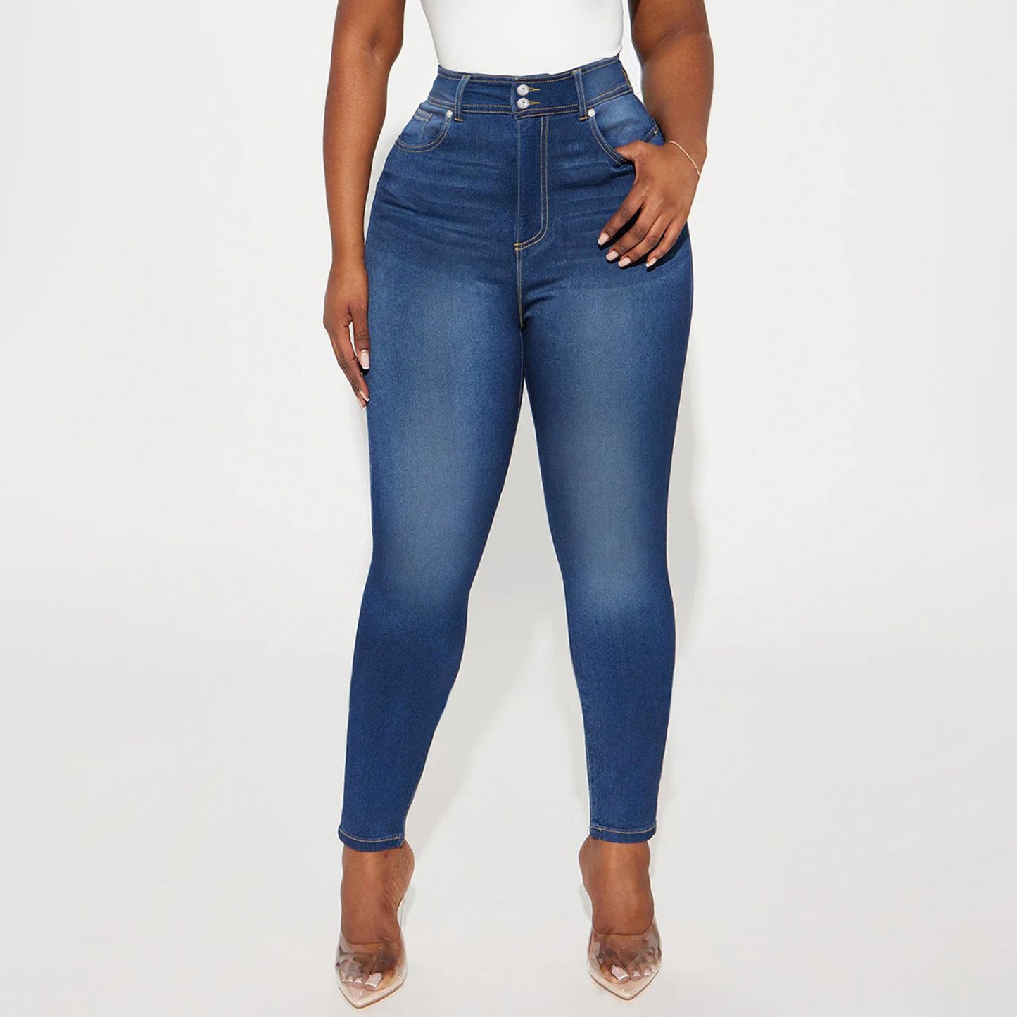 PANTALON crayon bleu foncé