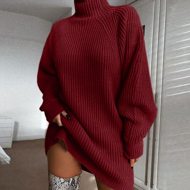 ROBE pull longue unie pour femme