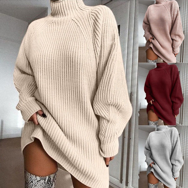 ROBE pull longue unie pour femme