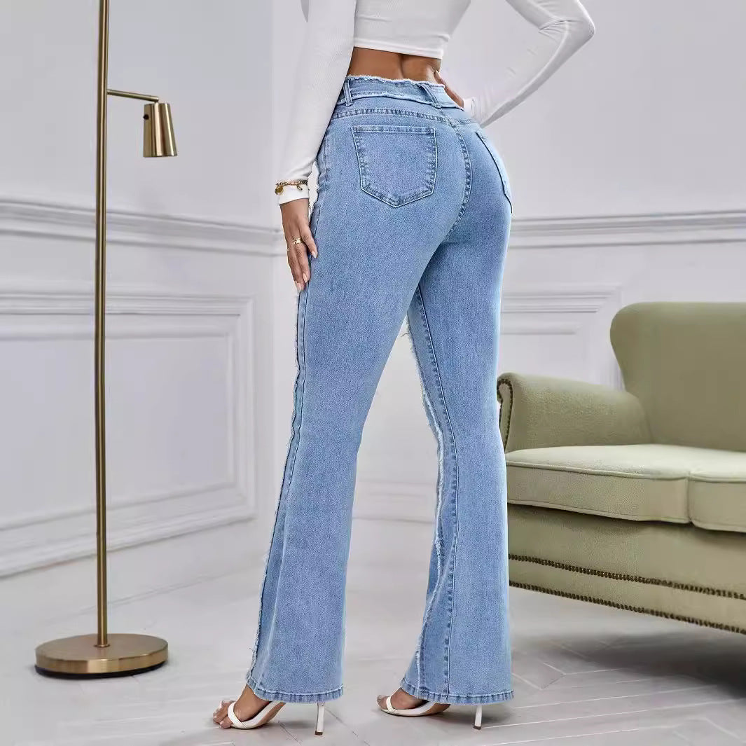 JEAN femme évasé avec bords matelassés – Nouveau modèle