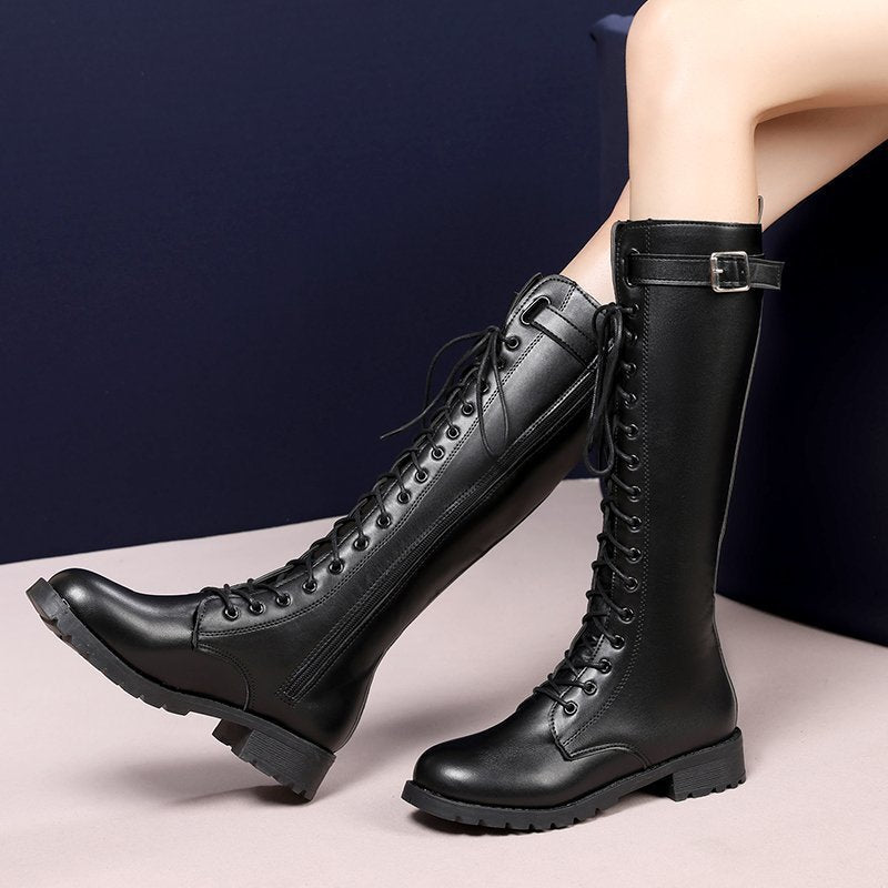 Bottes Martin Longues Femme à Bout Rond – Tendance