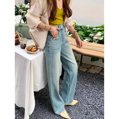 JEAN droit taille haute déchiré