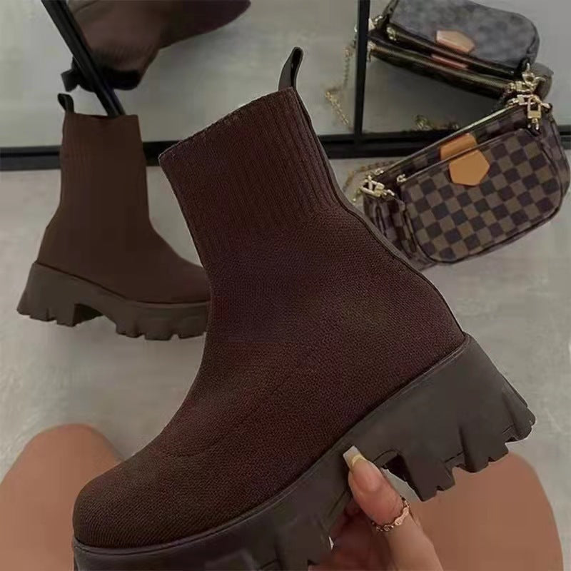 Nouvelles Bottes Chaussettes Femme Grande Taille – Automne & Hiver