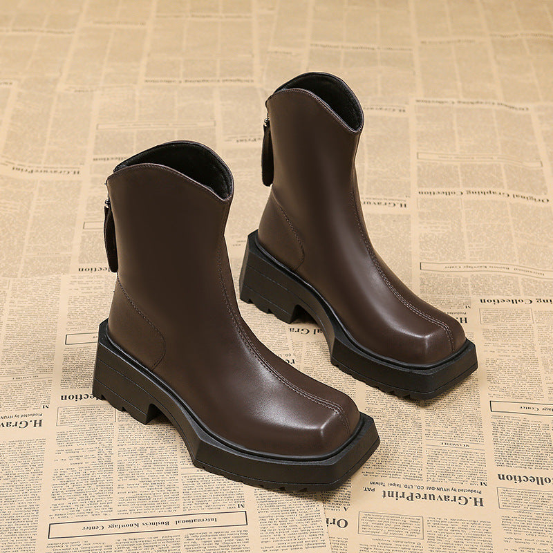 Bottines Femme à Plateforme Bout Carré