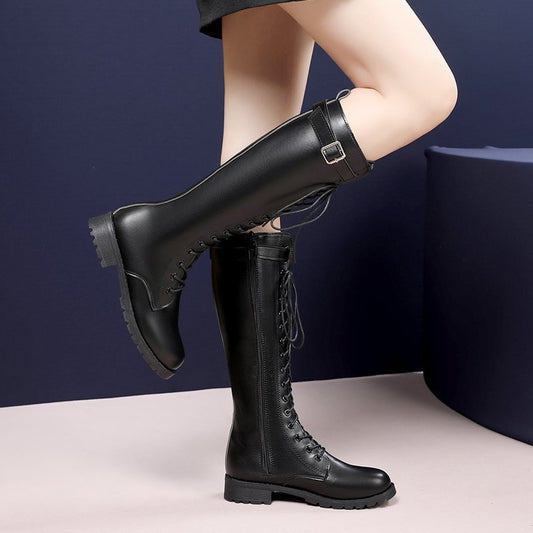 Bottes Martin Longues Femme à Bout Rond – Tendance